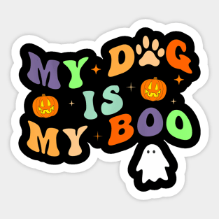 My Dog Is My Boo Groovy Ghost Dog Halloween Funny Sticker